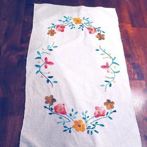 Vintage Multi-colored Floral Doily - Rectangle.